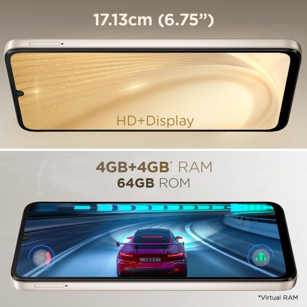 Lava Shark 5G (Steller Gold, 4GB RAM, 64GB Storage) |Bigger 6.75" HD+ Notch Display | Octacore 5G Processor | 13 MP AI Camera |5000 mAh Battery| IP54 Rated Dust & Water Splash...