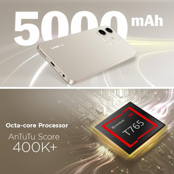 Lava Shark 5G (Steller Gold, 4GB RAM, 64GB Storage) |Bigger 6.75" HD+ Notch Display | Octacore 5G Processor | 13 MP AI Camera |5000 mAh Battery| IP54 Rated Dust & Water Splash...