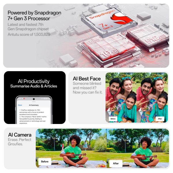 OnePlus Nord 4 5G (Mercurial Silver, 8GB RAM, 256GB Storage) | Lifetime Display Warranty | Qualcomm® Snapdragon™ 7 Plus Gen 3 | ANTUTU Score 1.5Mn+ | OnePlus AI