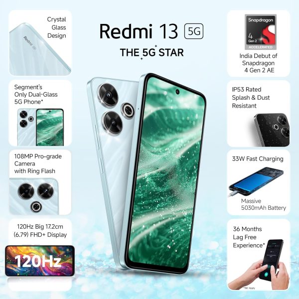 Redmi 13 5G, Black Diamond, 6GB+128GB | India Debut SD 4 Gen 2 AE | 108MP Pro Grade Camera | 6.79in Largest Display in Segment