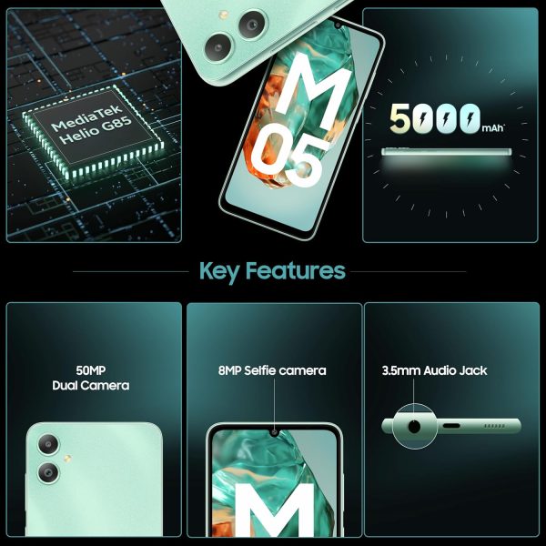 Samsung Galaxy M05 (Mint Green, 4GB RAM, 64 GB Storage) | 50MP Dual Camera | Bigger 6.7" HD+ Display | 5000mAh Battery | 25W Fast Charging | 2 Gen OS Upgrade & 4 Year Security...