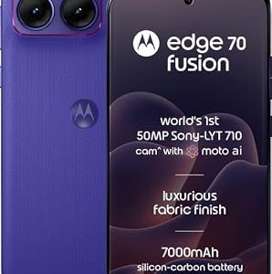 Motorola Edge 70 Fusion 5G (Pantone Orient Blue, 8GB RAM, 256GB Storage) | AI Features | 6.78-inch 144Hz AMOLED | Snapdragon 7s Gen 4 | 50MP + 13MP Camera | 32MP Selfie |...