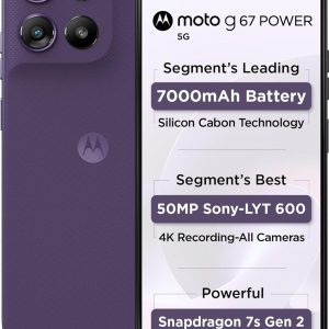Motorola G67 Power 5G (Pantone Parachute Purple, 8GB RAM, 128GB Storage) | 6.7" FHD+ 120Hz LCD Display | Snapdragon 7s Gen2 Processor | 50MP + 8MP UW Camera | 7000mAh Battery...
