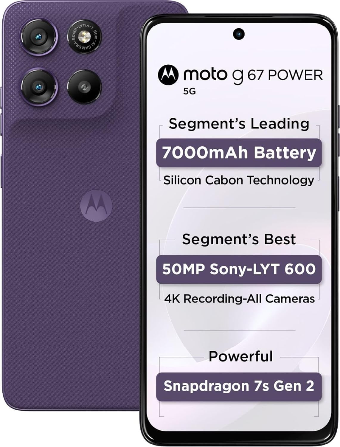 Motorola G67 Power 5G (Pantone Parachute, 8Gb Ram, 128Gb Storage) | 6.7&Quot; Fhd+ 120Hz Lcd Display | Snapdragon 7S Gen2 Processor | 50Mp + 8Mp Uw Camera | 7000Mah Battery... 1 Motorola G67 Power 5G (Pantone Parachute Purple, 8Gb Ram, 128Gb Storage) | 6.7&Quot; Fhd+ 120Hz Lcd Display | Snapdragon 7S Gen2 Processor | 50Mp + 8Mp Uw Camera | 7000Mah Battery...