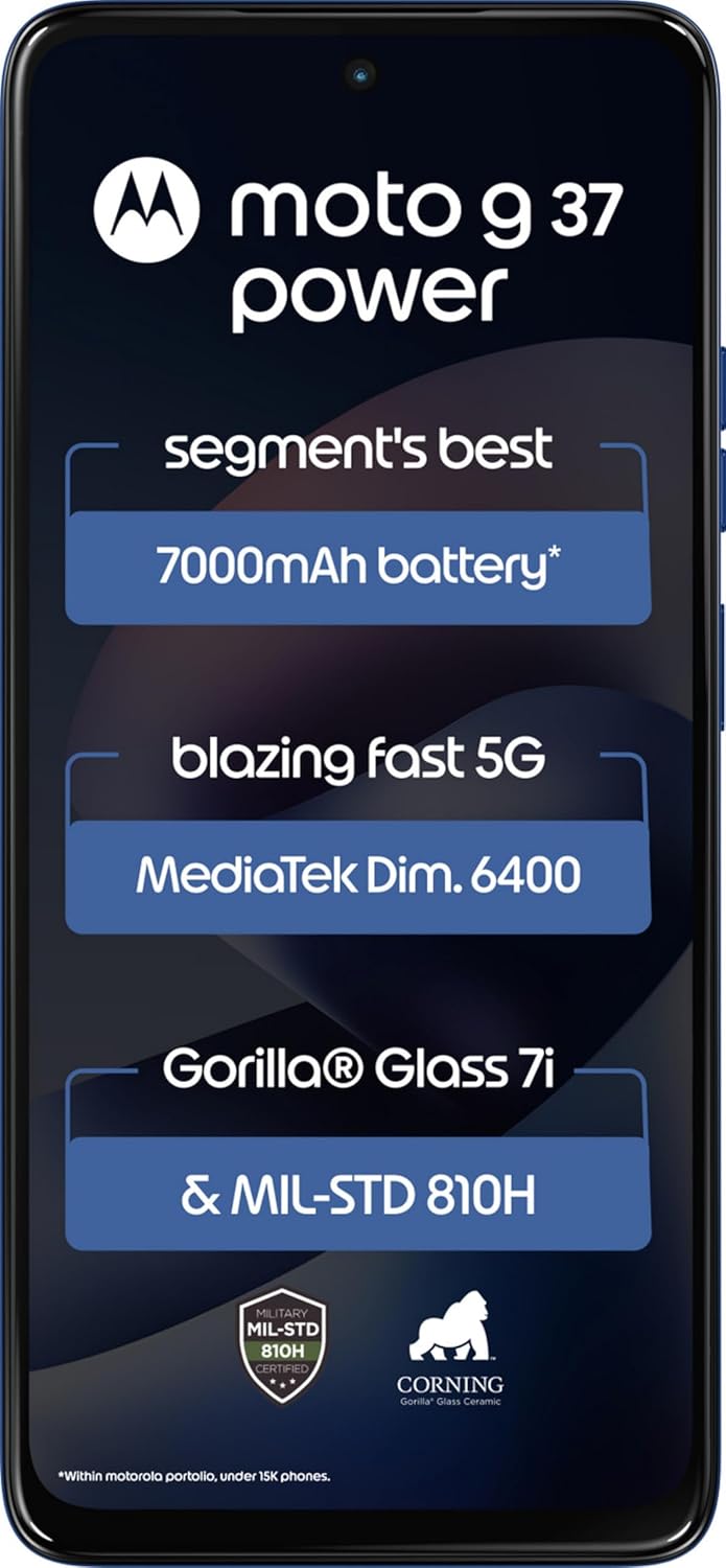 Motorola Moto G37 Power 5G (Pantone Nautical Blue, 128Gb Storage, 4Gb Ram) | 6.67-Inch Hd+ 120Hz Display | Dimensity 6400 | 50Mp Camera | 7000Mah Battery | 30W Charging 2 Motorola Moto G37 Power 5G (Pantone Nautical Blue, 128Gb Storage, 4Gb Ram) | 6.67-Inch Hd+ 120Hz Display | Dimensity 6400 | 50Mp Camera | 7000Mah Battery | 30W Charging