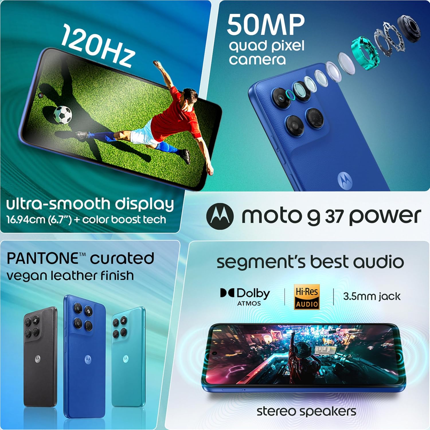 Motorola Moto G37 Power 5G (Pantone Nautical Blue, 128Gb Storage, 8Gb Ram) | 6.67-Inch Hd+ 120Hz Display | Dimensity 6400 | 50Mp Camera | 7000Mah Battery | 30W Charging 4 Motorola Moto G37 Power 5G (Pantone Nautical Blue, 128Gb Storage, 8Gb Ram) | 6.67-Inch Hd+ 120Hz Display | Dimensity 6400 | 50Mp Camera | 7000Mah Battery | 30W Charging