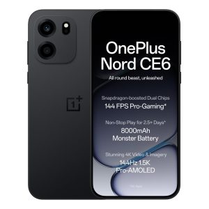 OnePlus Nord CE6 | 8GB+128GB | Pitch Black | Snapdragon 7s Gen 4 | Segment's Fastest Touch Response | 8000mAh Battery | 144Hz 1.5K AMOLED Display | 50MP Main + 32MP Selfie 4K...