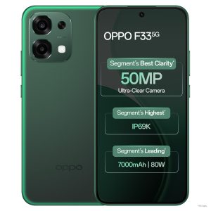 Oppo F33 5G Smartphone (8GB RAM, 256GB Storage, Forest Green)|50MP AI Camera |7000mAh Long Battery |45W Fast Charging-with No Cost EMI/Bank Offers