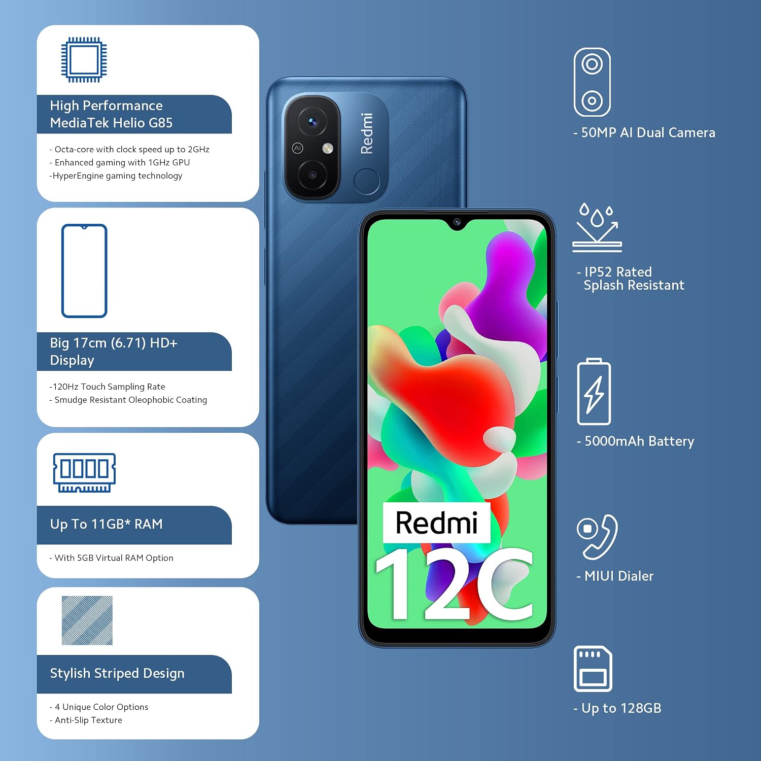Redmi 12C (Royal Blue, 4Gb Ram, 64Gb Storage) 2 Redmi 12C (Royal Blue, 4Gb Ram, 64Gb Storage)
