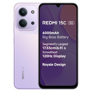 REDMI 15C 5G Dusk Purple 4GB + 128GB | Royale Design | Massive 6000mAh Battery | Segment's Largest 17.53cm Display Up to 120Hz | MediaTek Dimensity 6300 | 33W Fast Charging |...