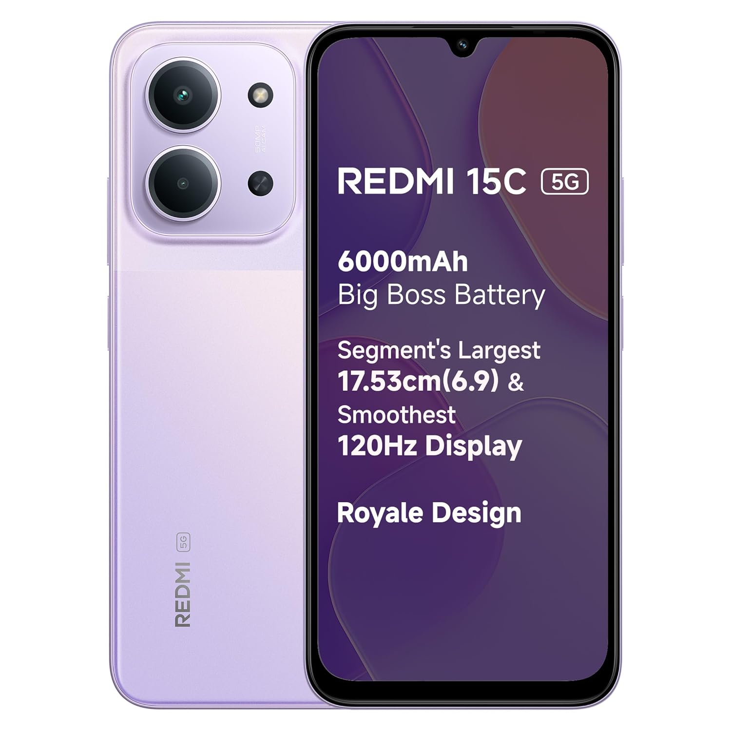 Redmi 15C 5G Dusk Purple 4Gb + 128Gb | Royale Design | Massive 6000Mah Battery | Segment'S Largest 17.53Cm Display Up To 120Hz | Mediatek Dimensity 6300 | 33W Fast Charging |... 1 Redmi 15C 5G Dusk Purple 4Gb + 128Gb | Royale Design | Massive 6000Mah Battery | Segment'S Largest 17.53Cm Display Up To 120Hz | Mediatek Dimensity 6300 | 33W Fast Charging |...