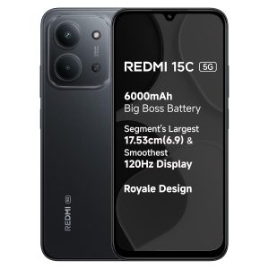 REDMI 15C 5G Midnight Black 4GB + 128GB | Royale Design | Massive 6000mAh Battery | Segment's Largest 17.53cm Display Up to 120Hz | MediaTek Dimensity 6300 | 33W Fast Charging |...