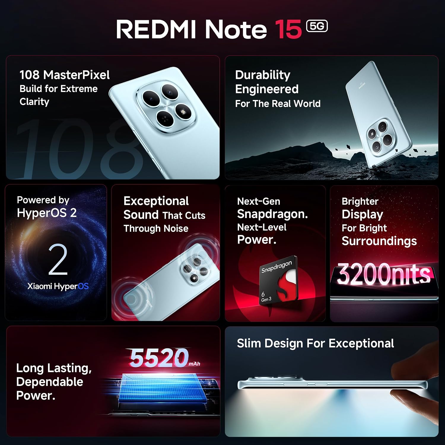 Redmi Note 15 5G (Black, 8Gb Ram 128Gb Storage) | 108Mp Ois Camera | Snapdragon 6 Gen 3 | 17.2Cm Tough Curved Amoled Screen | 5520Mah Battery | 45W Fast Charging 3 Redmi Note 15 5G (Black, 8Gb Ram 128Gb Storage) | 108Mp Ois Camera | Snapdragon 6 Gen 3 | 17.2Cm Tough Curved Amoled Screen | 5520Mah Battery | 45W Fast Charging